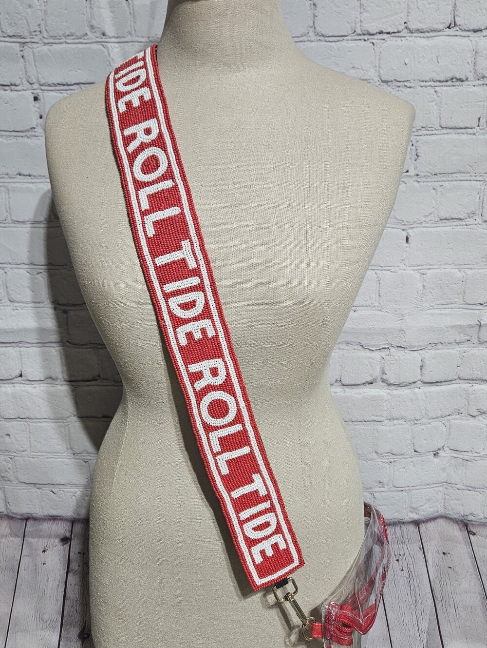 Alamama Red 'Roll Tide' Beaded Crossbody Strap  - Team Spirit Accessory Football